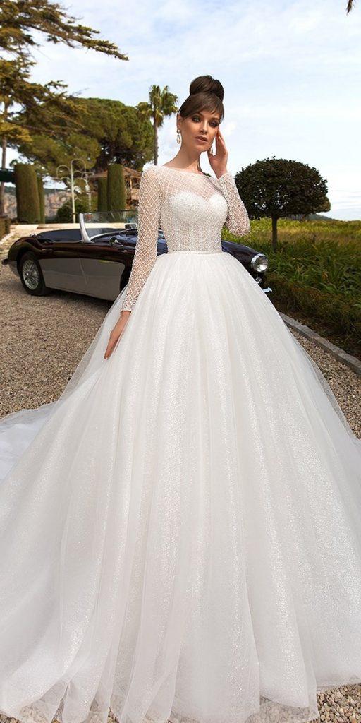dream wedding dresses ball gown with long sleeves modest navibluebridal