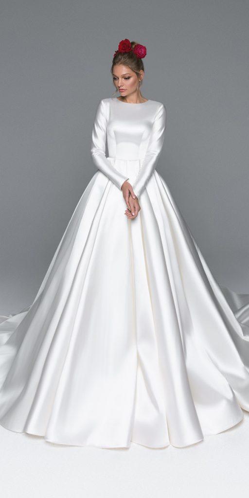 dream wedding dresses ball gown with long sleeves simple modest eva lender