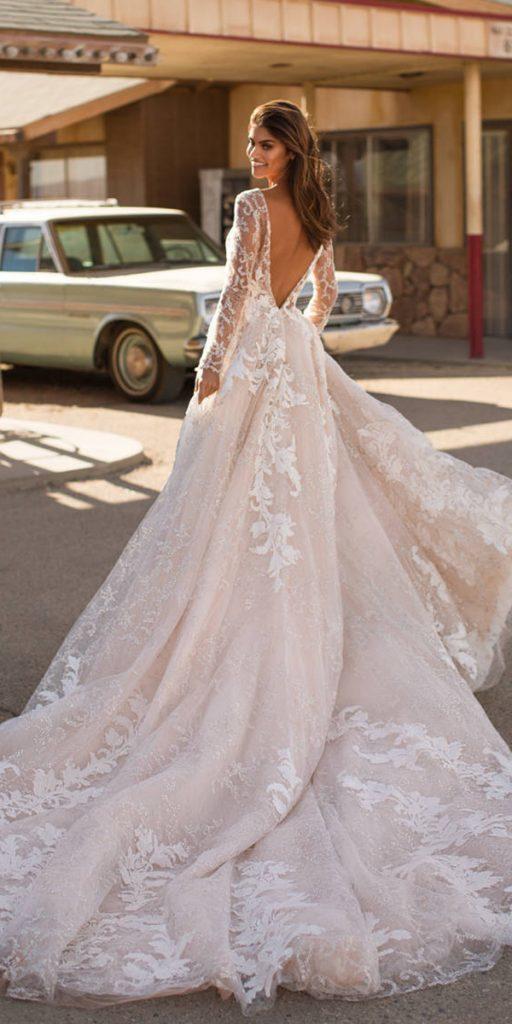 dream wedding dresses ball gown with long sleeves v back blush milla nova