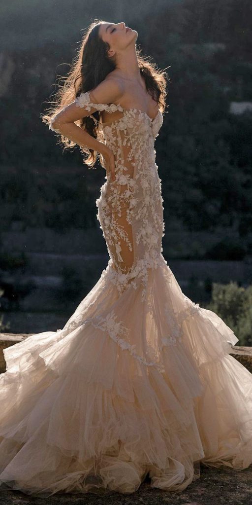 fantasy wedding dresses mermaid blush tulle skirt sexy galialahav