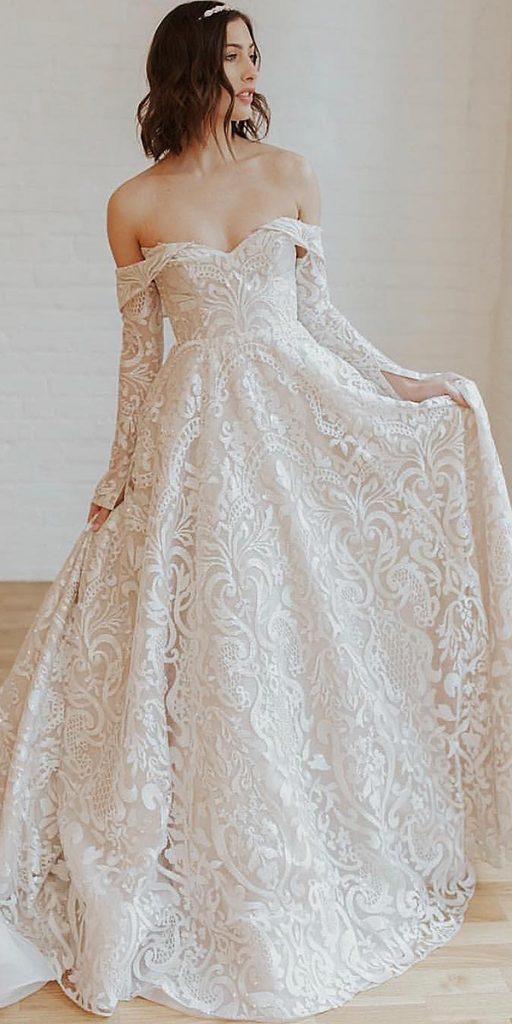 lace wedding dresses with sleeves sweetheart neckline off the shoulder misshayleypaige