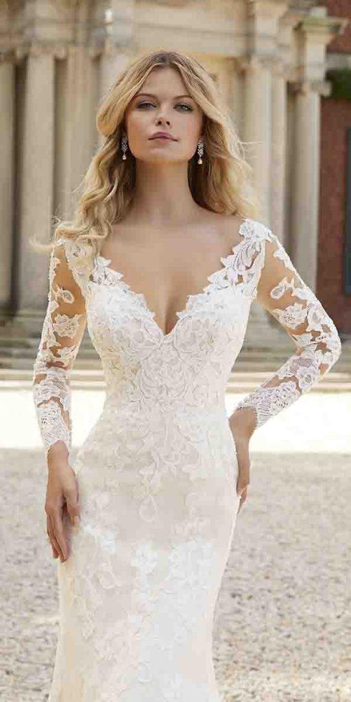  lace wedding dresses with sleeves v neckline country mori lee