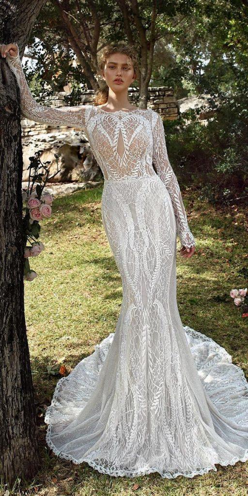mermaid wedding dresses with long sleeves unique lace galialahav