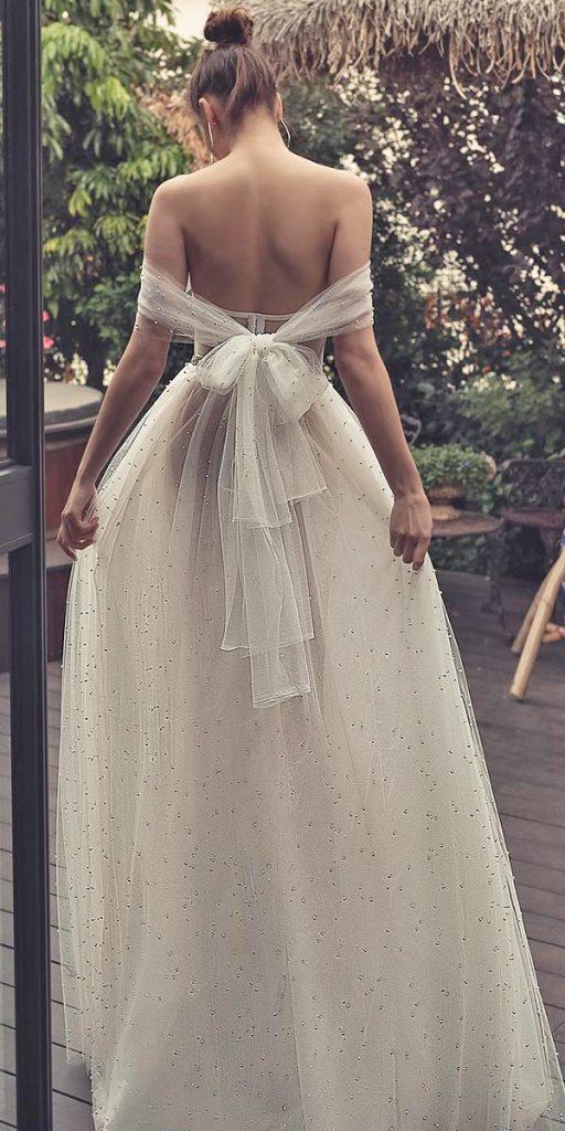  modern wedding dresses a line simple low back with bow matanshaked