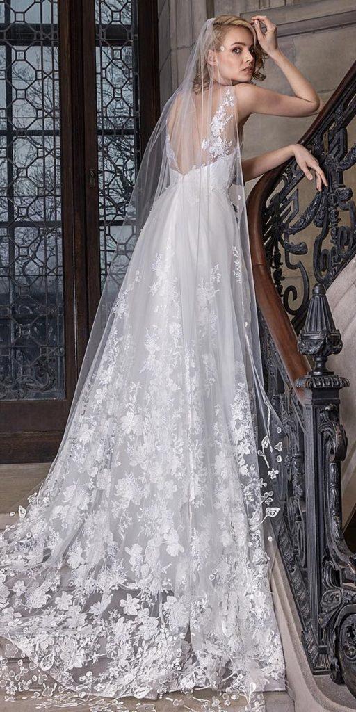 modern wedding dresses sheath low back with train lace sarehnouri
