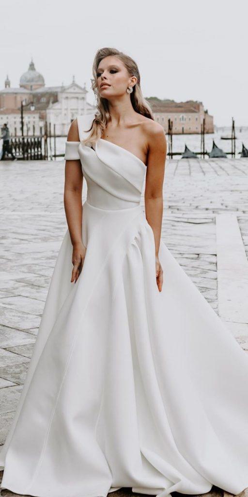 modern wedding dresses simple a line one shoulder georgiayoungcouture