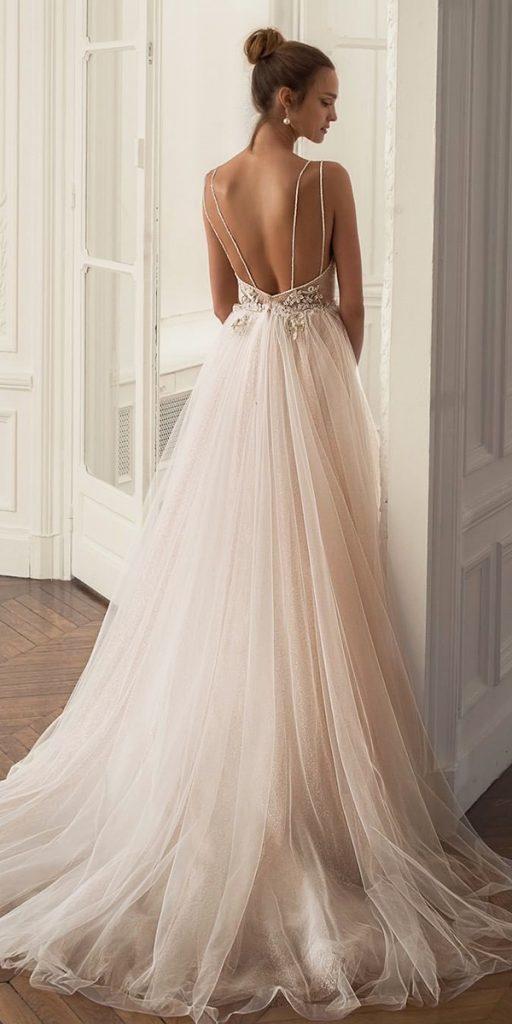 princess wedding dresses a line with spaghetti straps backless blush nettabenshabu