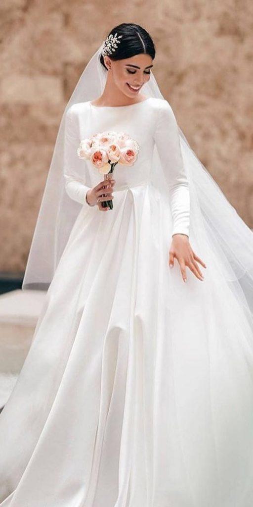 simple wedding dresses with sleeves a line modest rasario