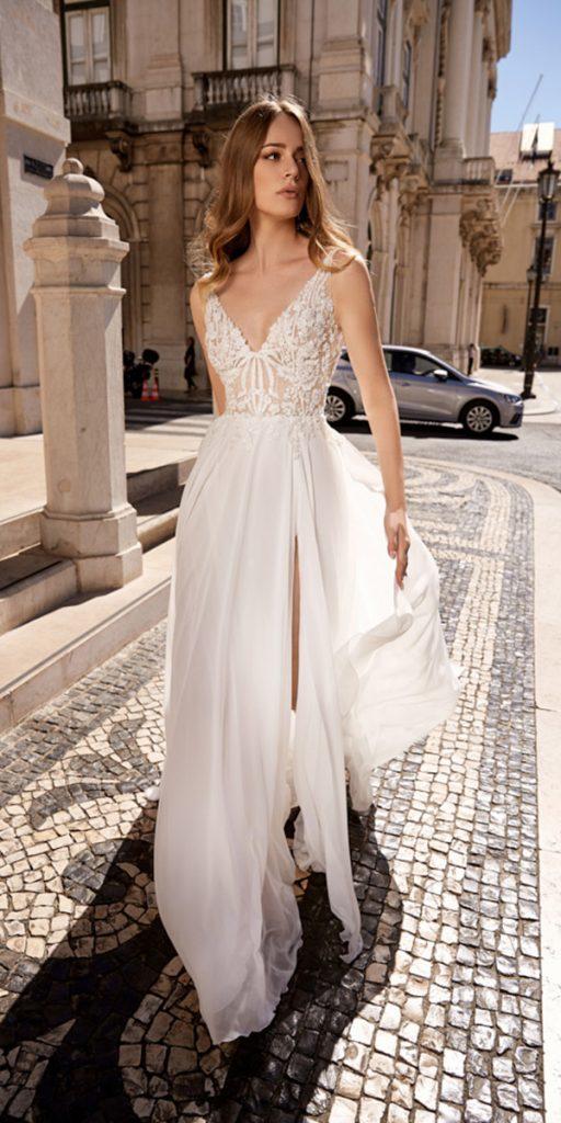 tom sebastien wedding dresses a line v neckline lace top 2019
