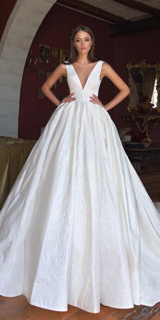 top wedding dresses simple deep v neckline ball gown evalendel