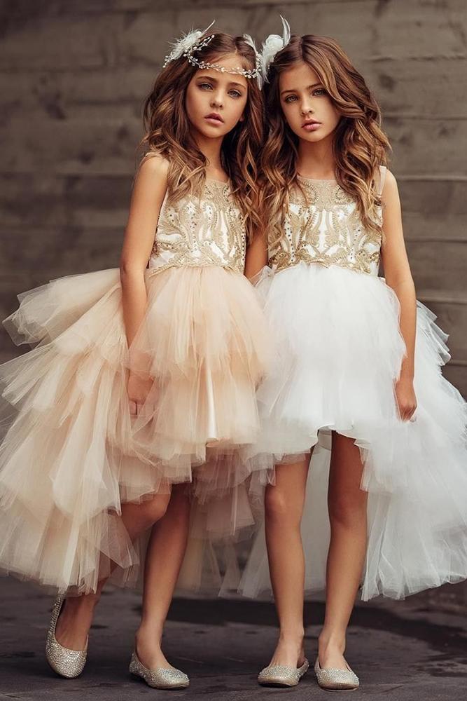 tutu flower girl dresses high low layered skirt petiteadele