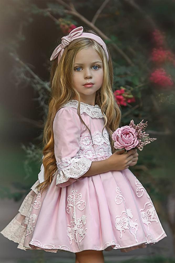 tutu flower girl dresses with three quote sleeves pink lace country irinkac