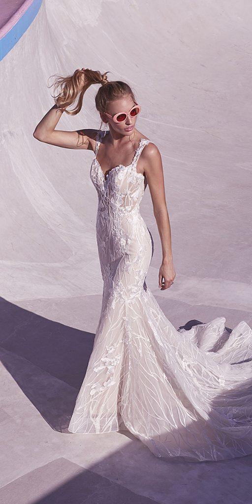watters wedding dresses fit and flare with straps sweetheart train