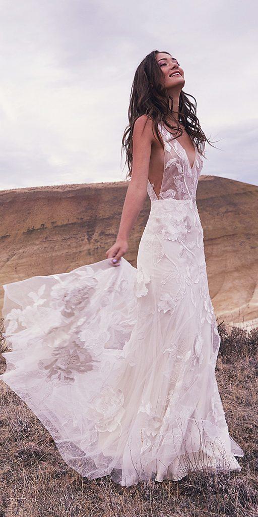 watters wedding dresses rustic deep v neackline sleeveless floral 2019