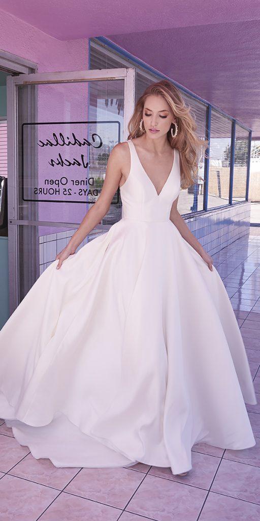 watters wedding dresses simple a line v neckline sleveless 2019