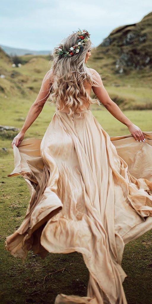 colored wedding dresses a line low back champagne rustic leannemarshallofficial