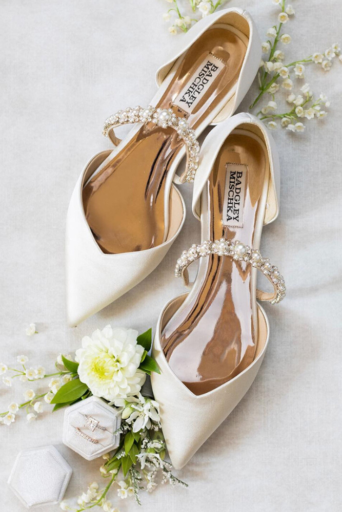 comfortable flat wedding shoes comfortable with stones and pearls badgleymischka
