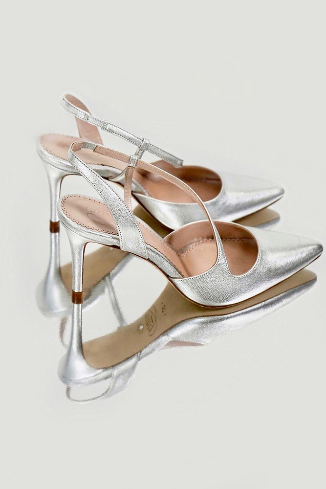 comfortable wedding shoes silver simple with low heel emmylondon