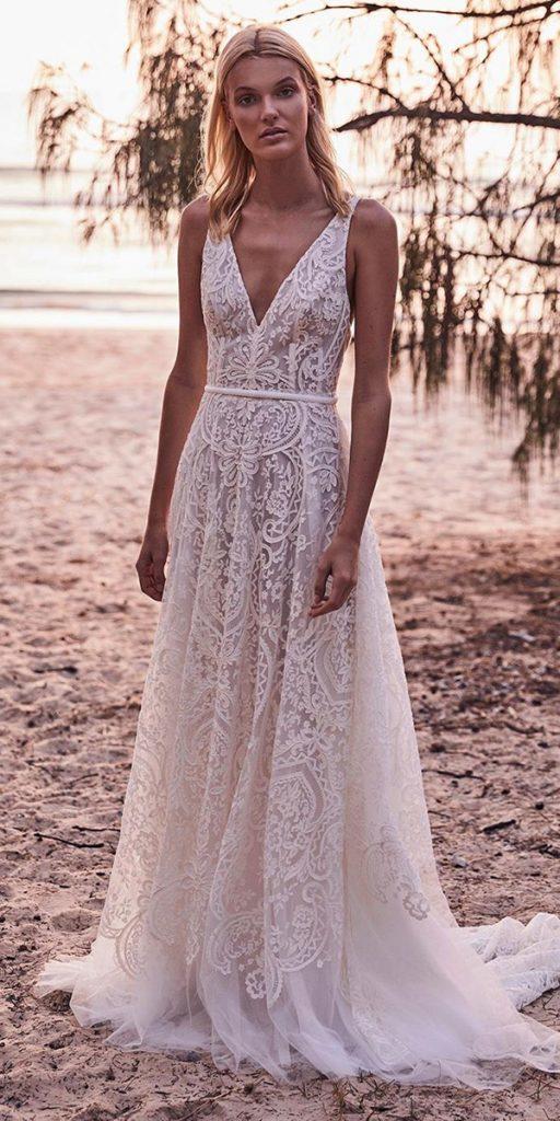 country wedding dresses a line v neckline full lace for beach suzanneharward