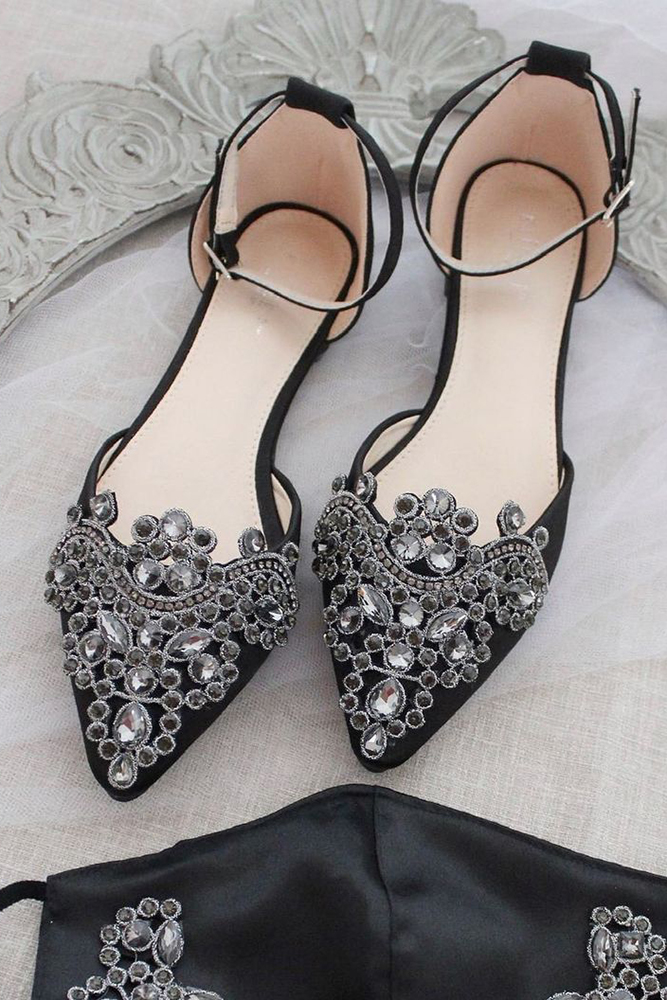 flat wedding shoes comfortable with stones crystal shop.kaileep