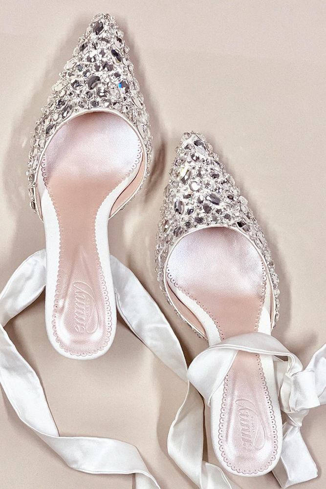 flat wedding shoes silver sparkle stones emmylondon