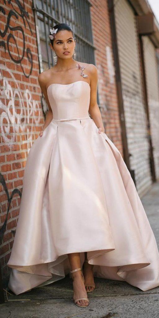 high low wedding dresses simple sweetheart strapless neckline anne barge
