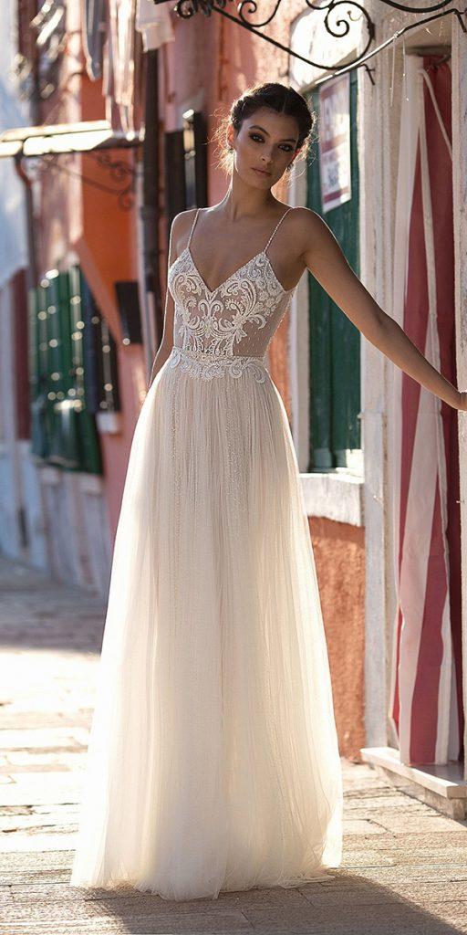 lace beach wedding dresses a line with spaghetti straps lace top gali karten