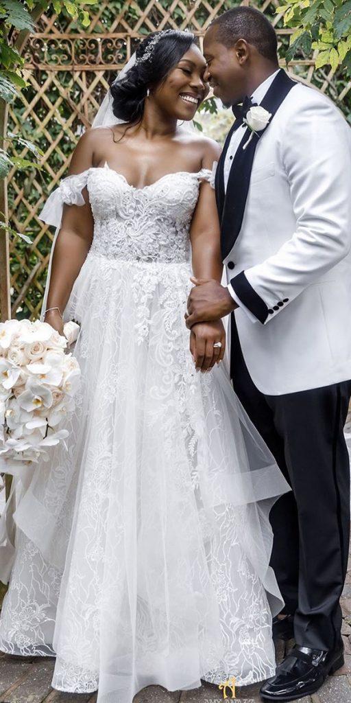 plus size wedding dresses a line off the shoulder lace sweetheart neckline amyanaizphoto