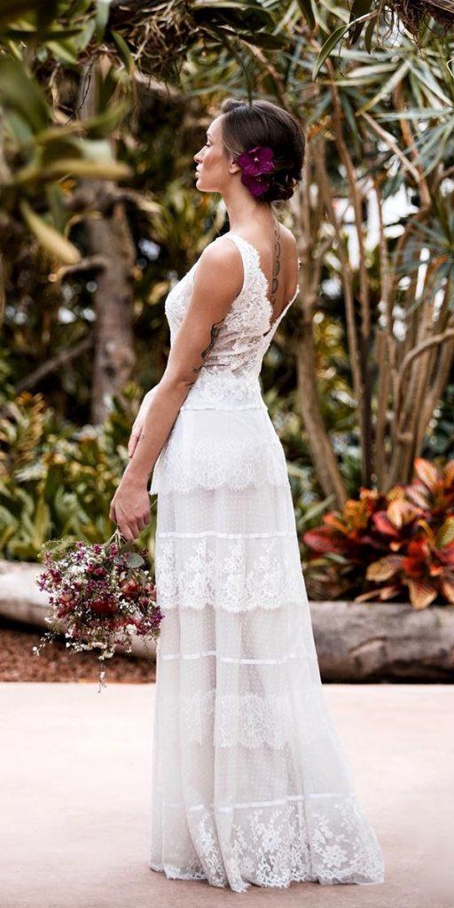 rustic lace wedding dresses a line low back country ateliereme