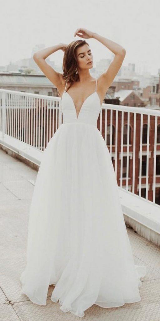 simple wedding dresses simple a line with spaghetti straps sarahseven