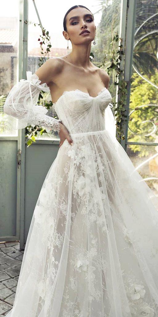  top wedding dresses a line sweetheart strapless neckline with detached sleeves lian rokman