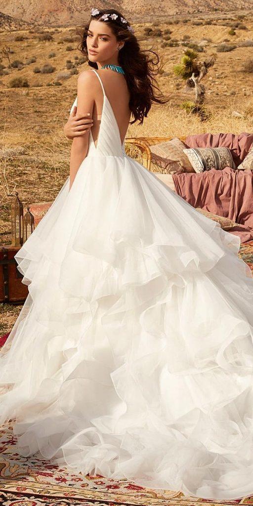 top wedding dresses ball gown with spaghetti straps v back ruffled skirt simple morilee
