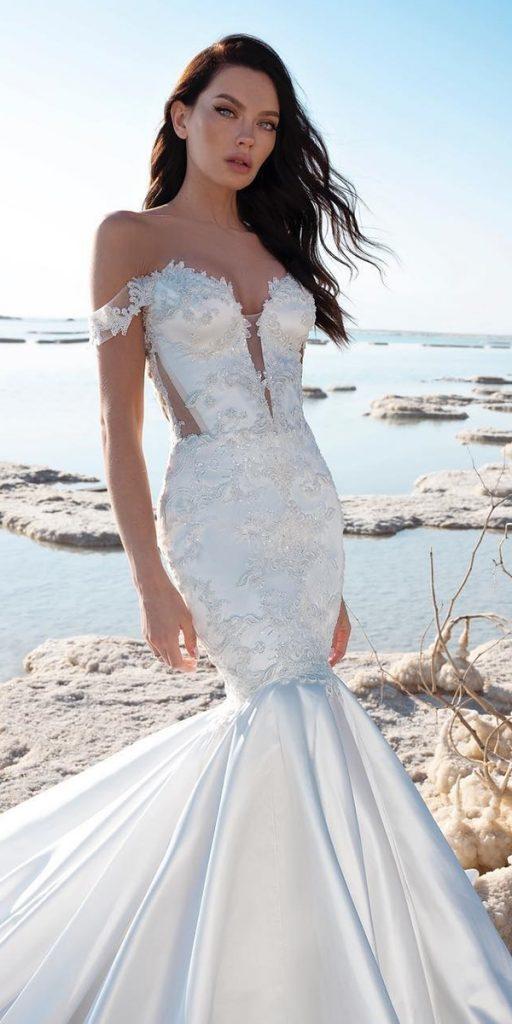  top wedding dresses mermaid deep v necklin off the shoulder pninatornai