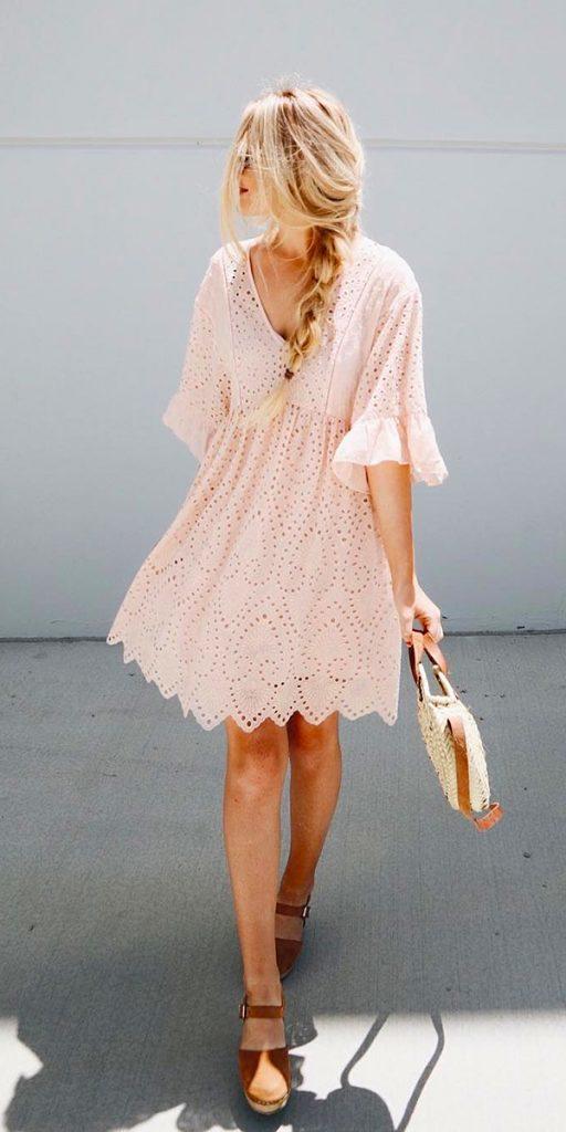 wedding party dresses with sleeves short pink for beach hannah westby