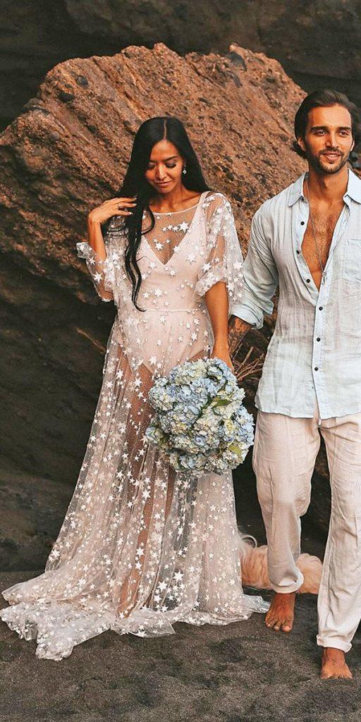 beach wedding dresses nude with sleeves summer sexy anastasia bori