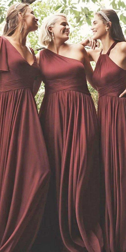 cheap bridesmaid dresses long burgundy mismatched under 150 david’s bridal