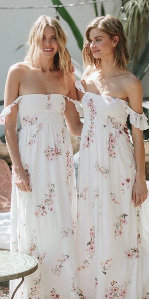 cheapbridesmaid dresses long watercolor floral off the shoulder under 100 plumprettysugar