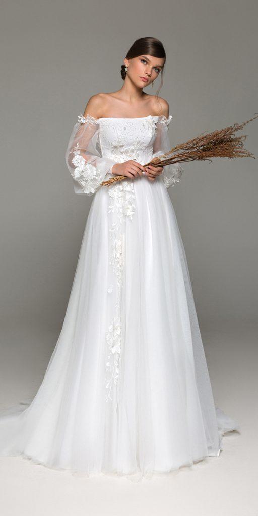 eva lendel wedding dresses a line off the shoulder floral appliques