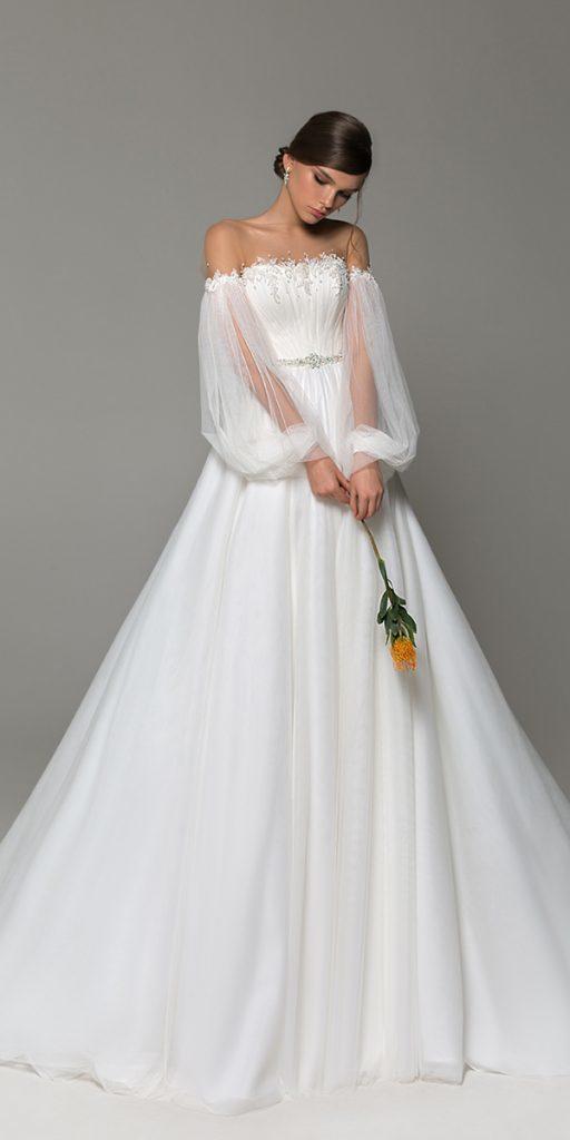 eva lendel wedding dresses princess off the shoulder simple illusion neckline