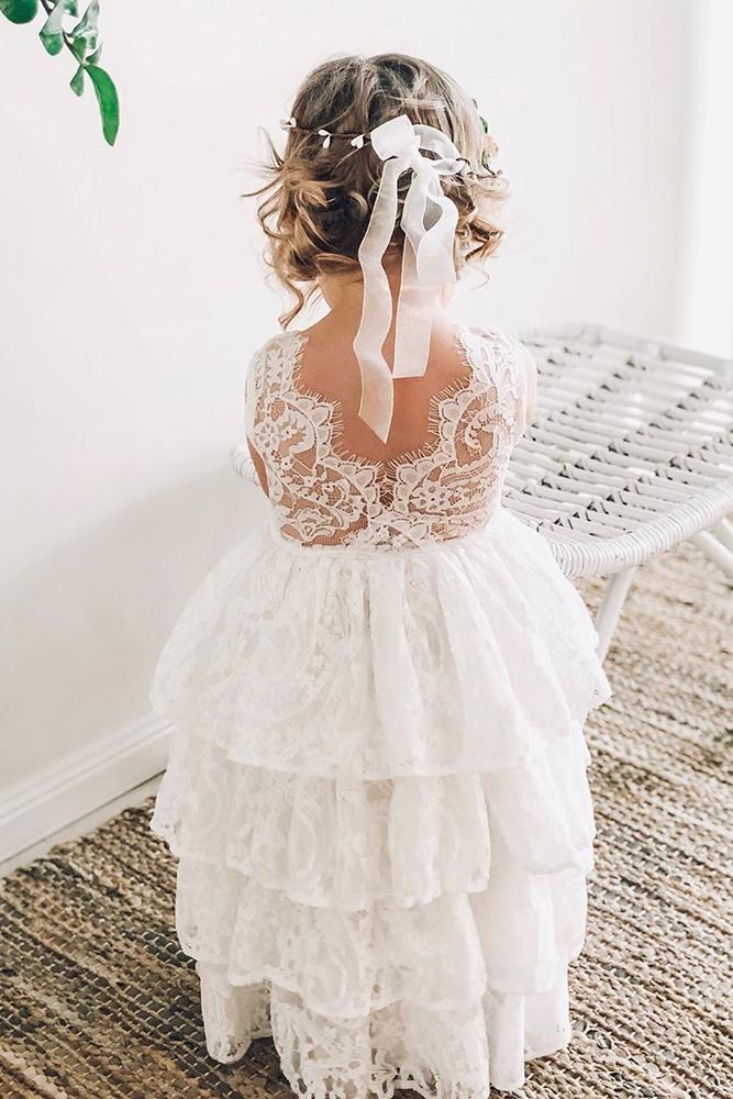 lace flower girl dresses v back ruffled skirt country arabellaandrose