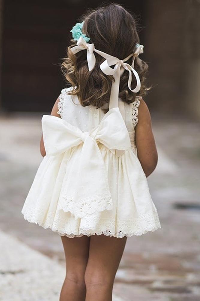 lace flower girl dresses with bow sleveless rustic delucia vestidosdearras