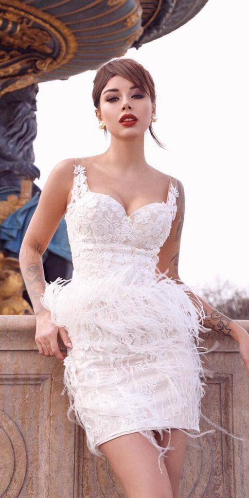  lace short wedding dresses with fringe for beach sexy aurorawsalon