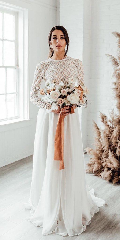  modest wedding dresses with sleeves a line lace top country sweetcarolinestyles