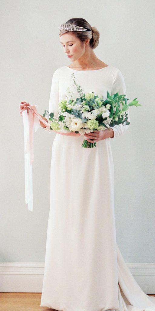  modest wedding dresses with sleeves simple a line sarah willard couture