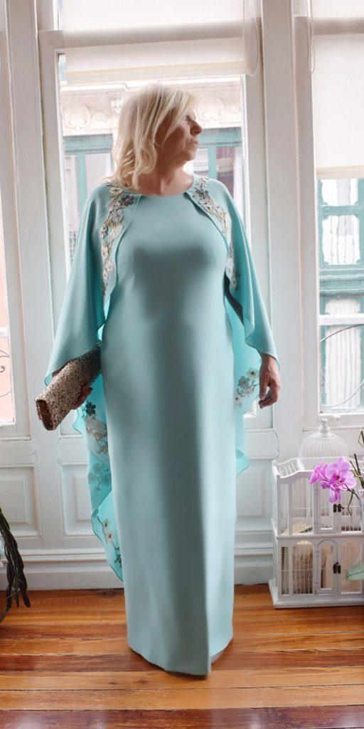 plus size mother of the bride dresses long with cape green aliciaruedaatelier