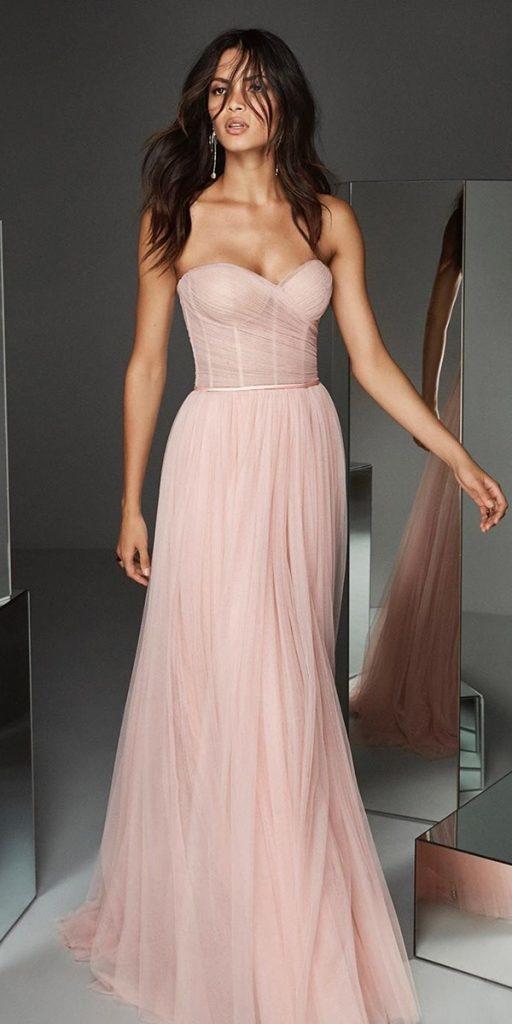  summer wedding- a line strapless sweetheart neckline blush pronovias