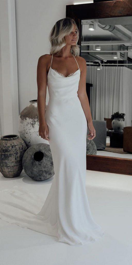  trendy wedding dresses simple silk with spaghetti straps beach grace loves lace