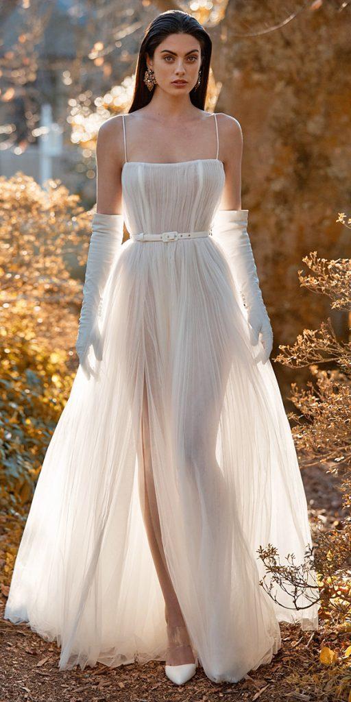 trendy wedding dresses simple with straps a line country with gloves leah da gloria