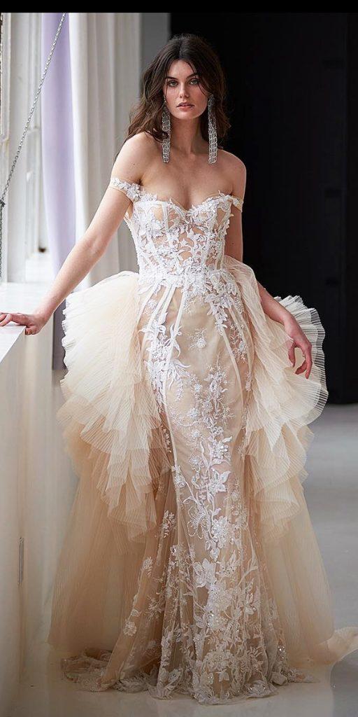 trumpet wedding dresses sweetheart neckline with overskirt blush galialahav