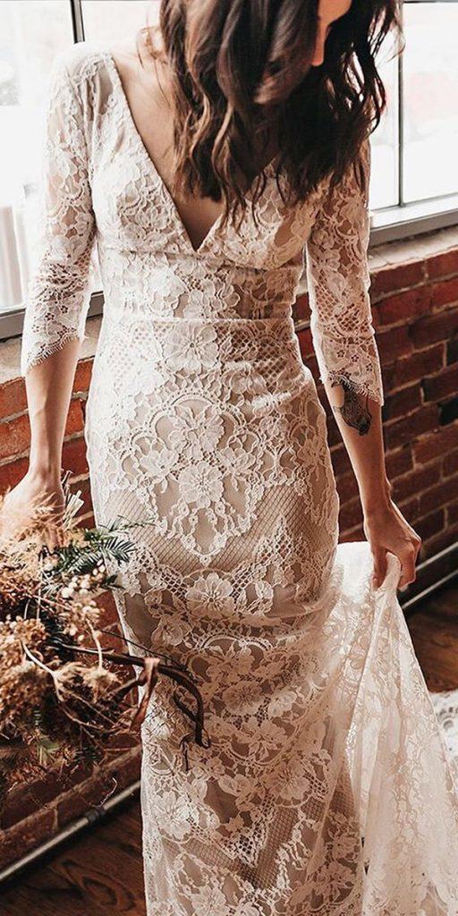  vintage inspired wedding dresses sheath v neckline full lace casablancabridal